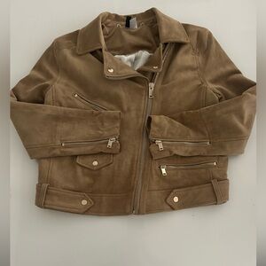 Divided Suede Tan Jacket with Gold Detail.